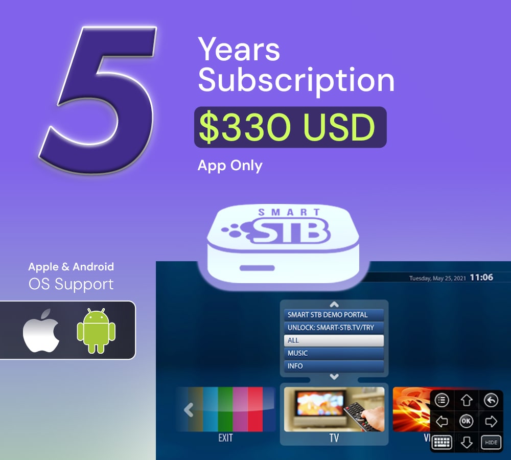 IPTV App 5 Year Subscription